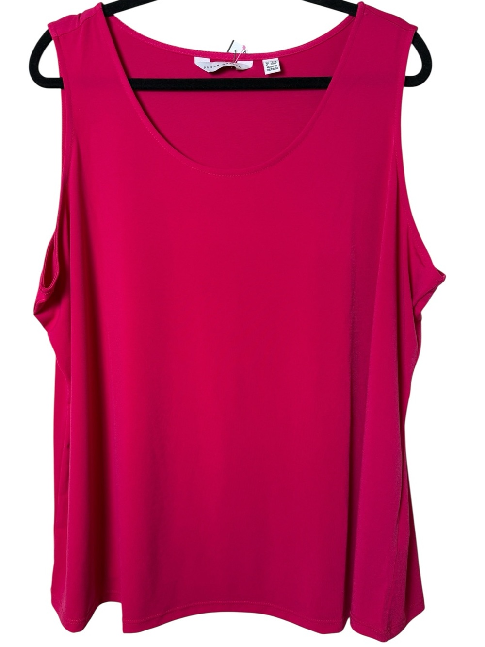 Susan Graver 2X Sleeveless Shell Tank Top - Hot Pink